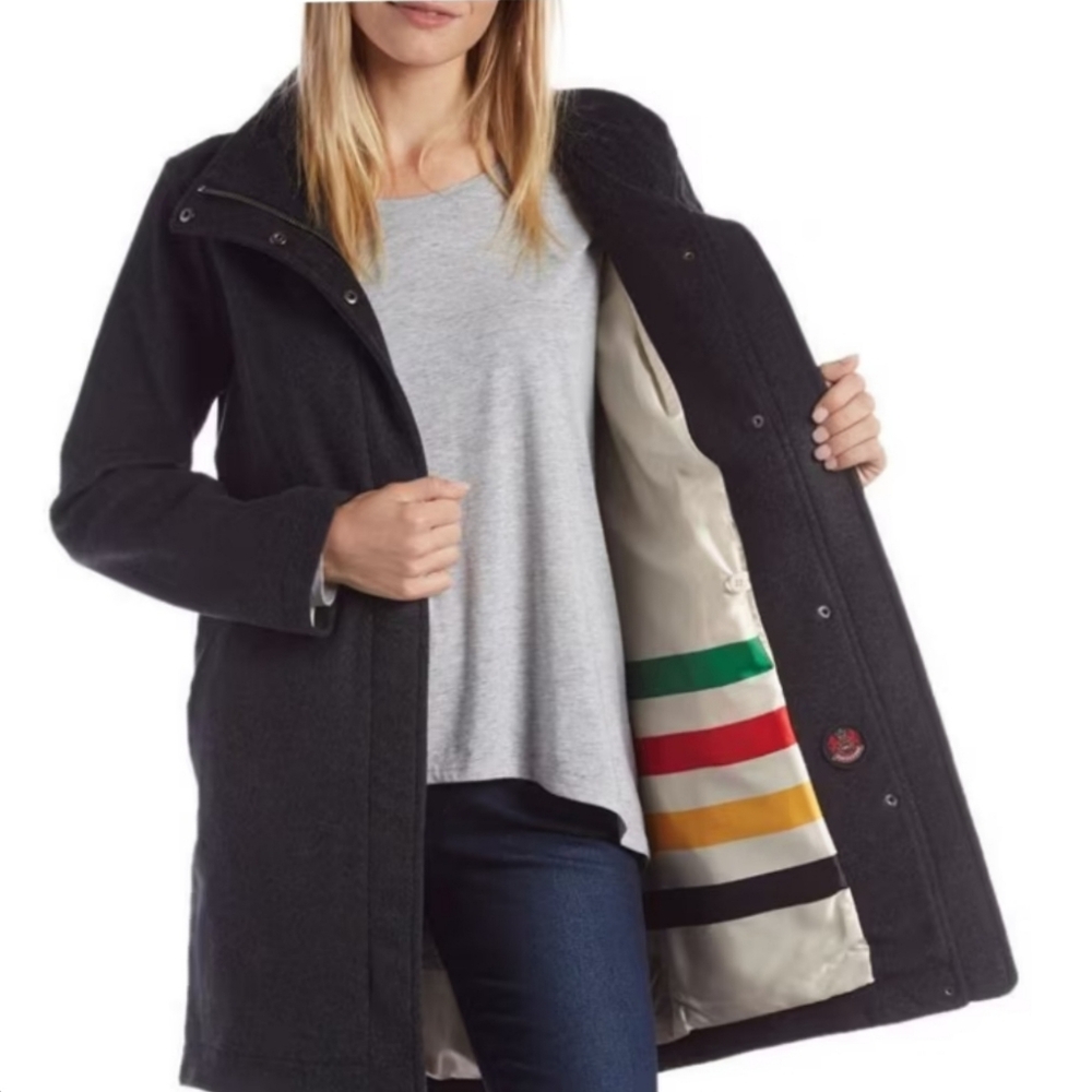 Pendleton Cascade Campbell Wool Charcoal Black Winter Jacket Size L